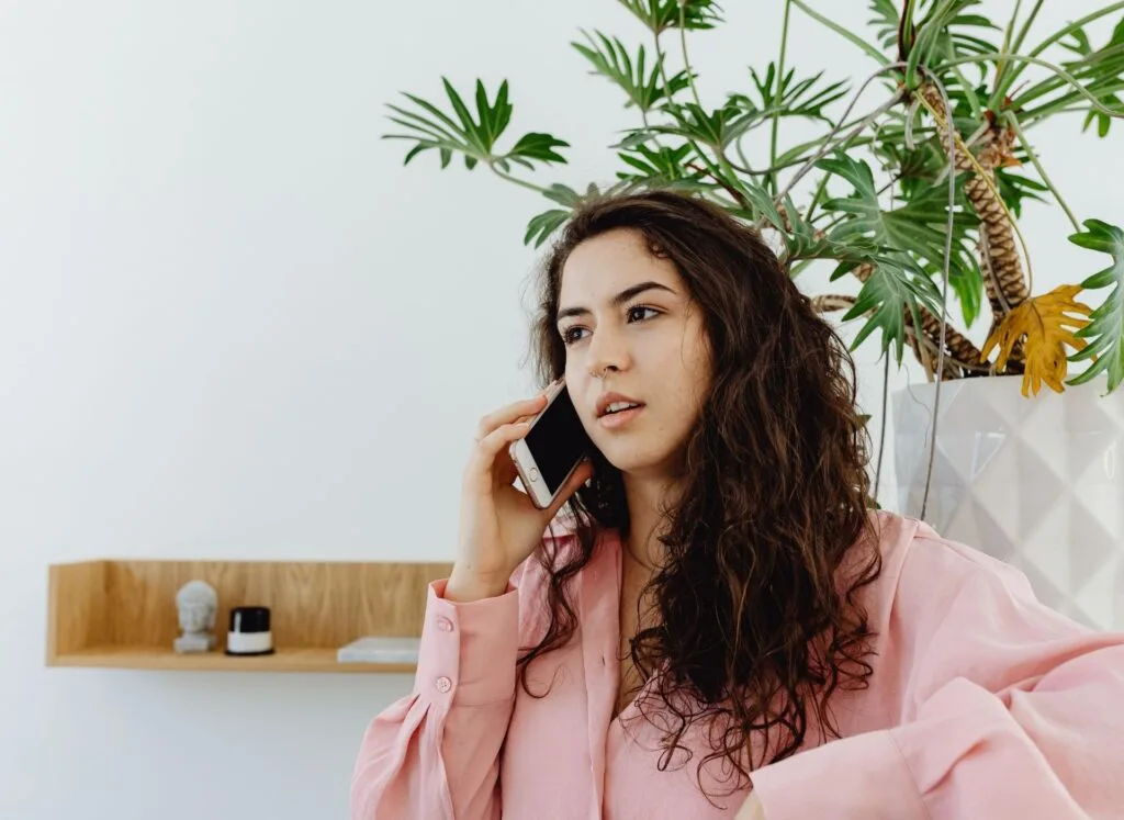 A lady on mobile phone
