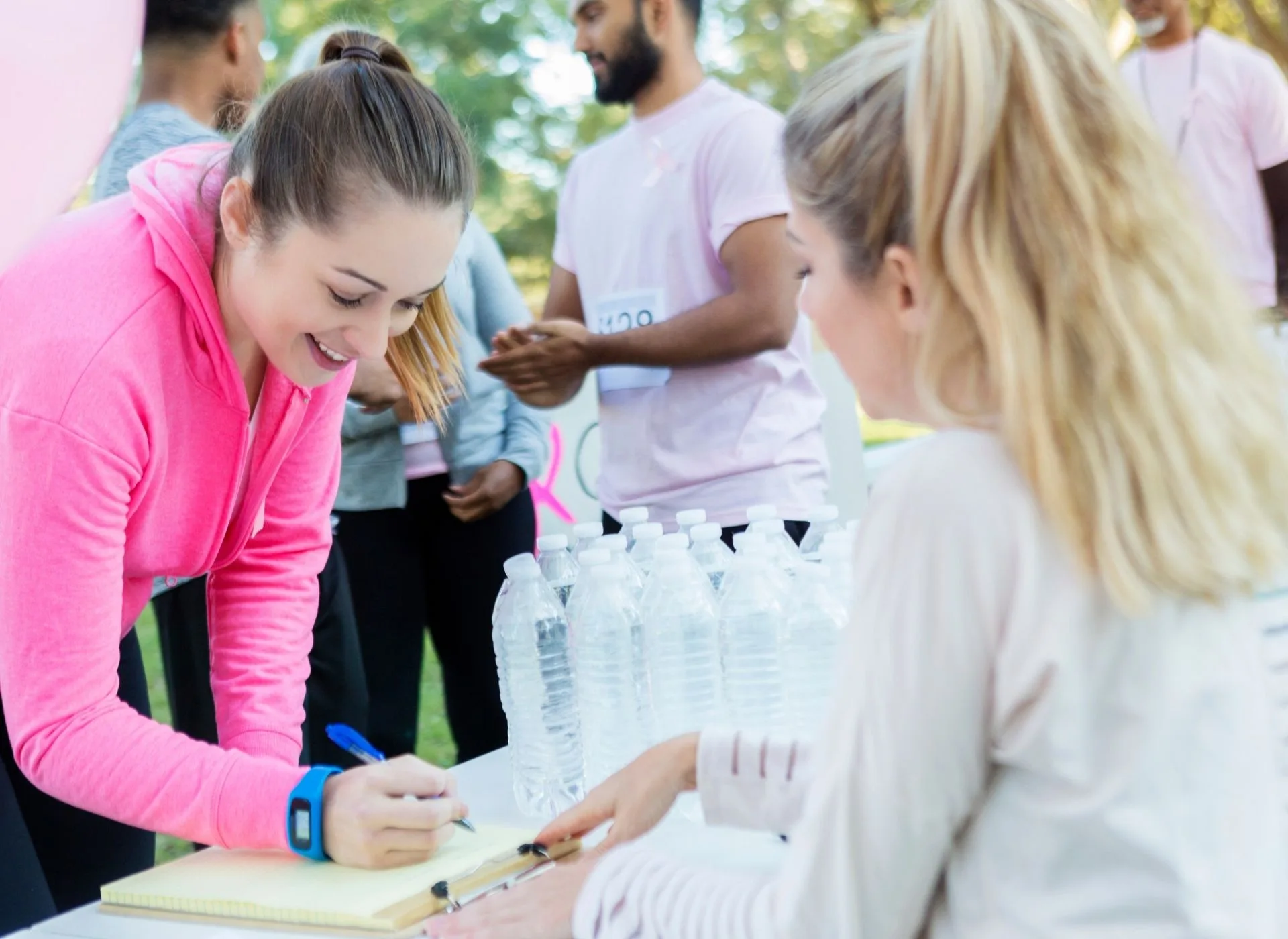 A runner signing up to event 